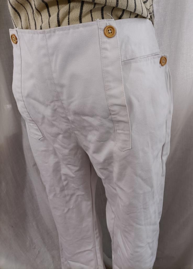 Fall Front White Canvas Trousers - Corps Sutler