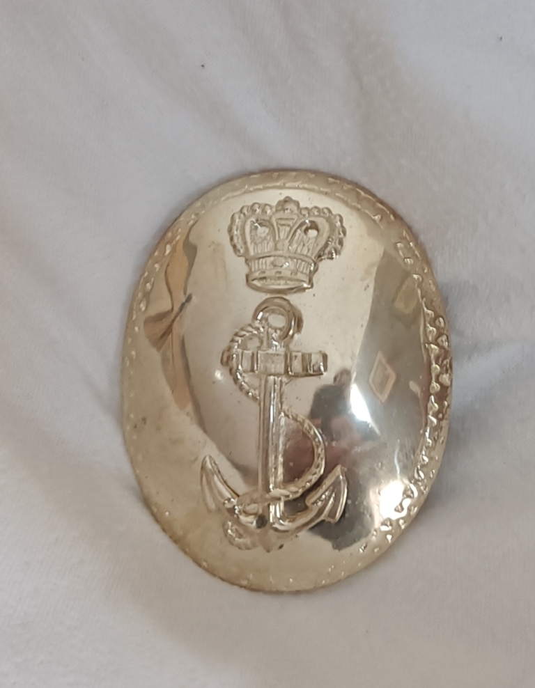 RN Marine Officer Crown and Anchor Cross Belt Plate steriling Silver plated  - Corps Sutler