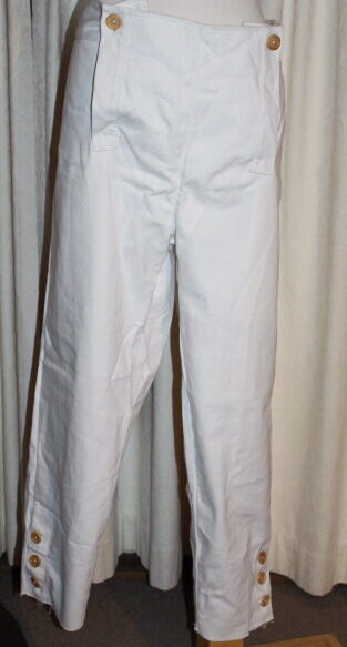 Prussian Trousers Drop Front - White canvas shop display - Corps Sutler