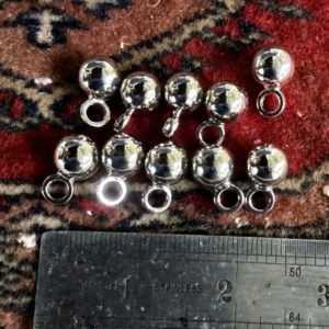 Ball buttons solid metal - silver colour, set of 20