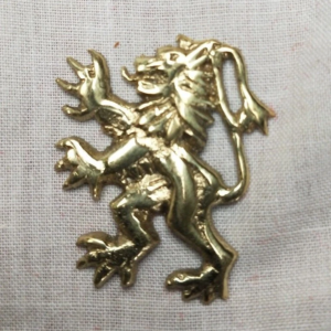 Brass Lion Rampant hat or belt brass  badge