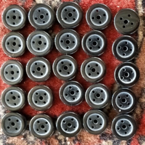 18th/19th century 5 hole horn buttons 16mm Black set of 20