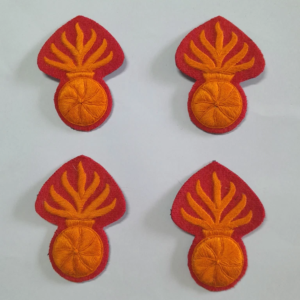 Napoleonic Old Guard Turnback badges set of 4 orange on red wool