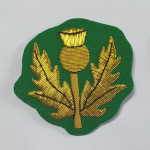 Napoleonic Highland Officers Turnback Embroidered Badge set of two on green wool