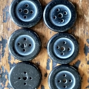18th/19th century 5 hole black horn buttons 20mm  set of 20