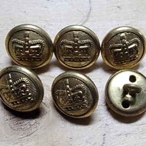 Crown staff buttons brass small set of 12