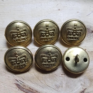 Crown staff buttons brass large set of 12