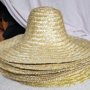 Straw Hat with high crown heavy weave